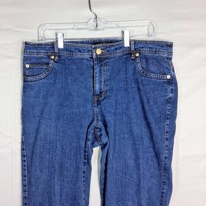 Women's Miss Tina Size 14 36" X 32" Blue Denim Jeans With Embroidered Pocket